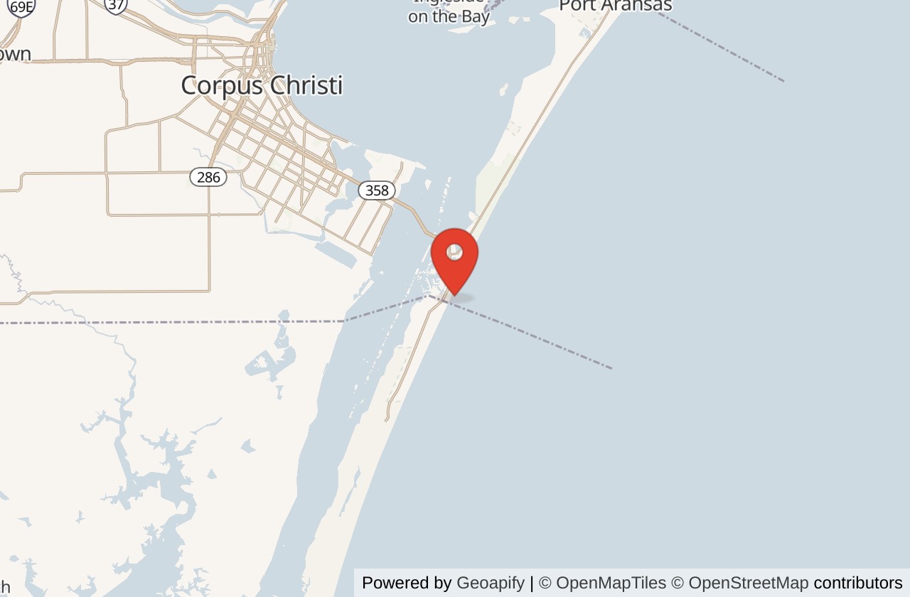 Map showing Bob Hall Pier location
