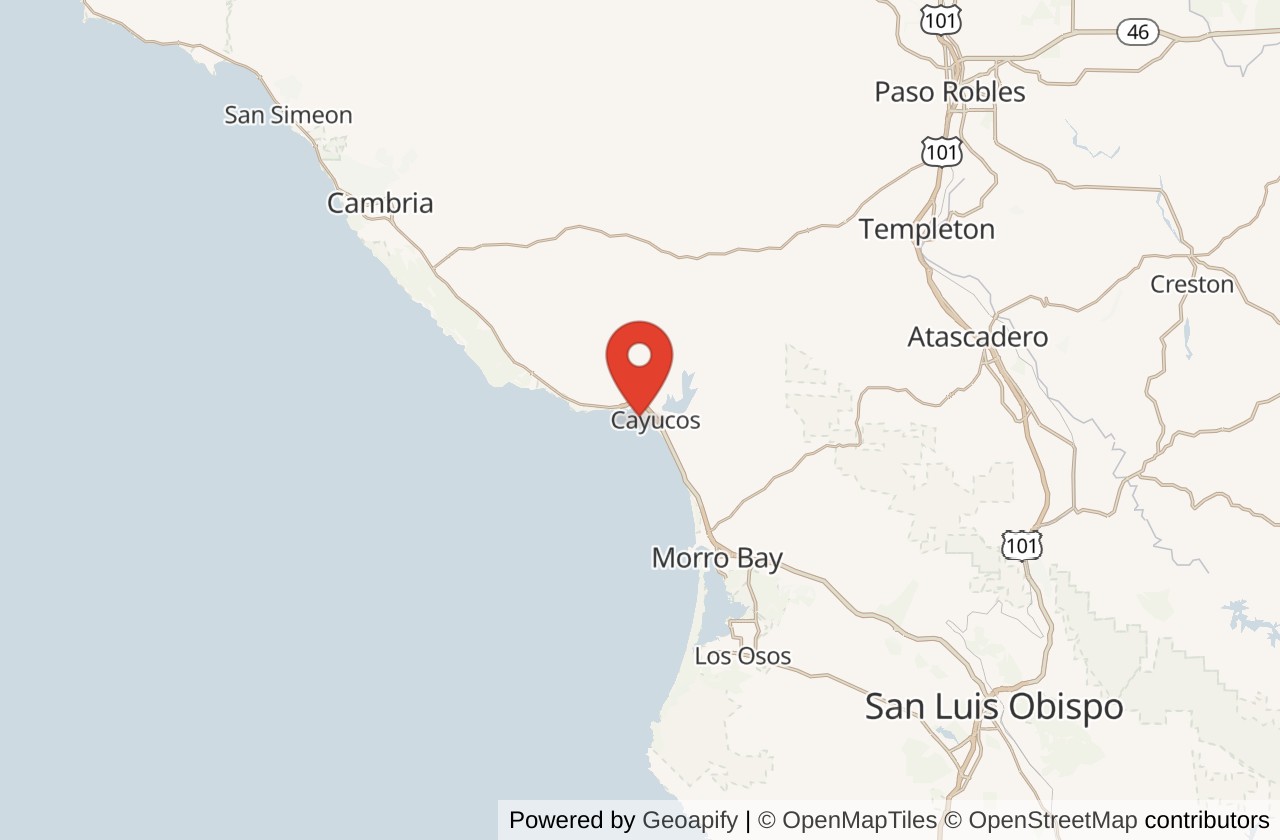 Map showing Cayucos Pier location