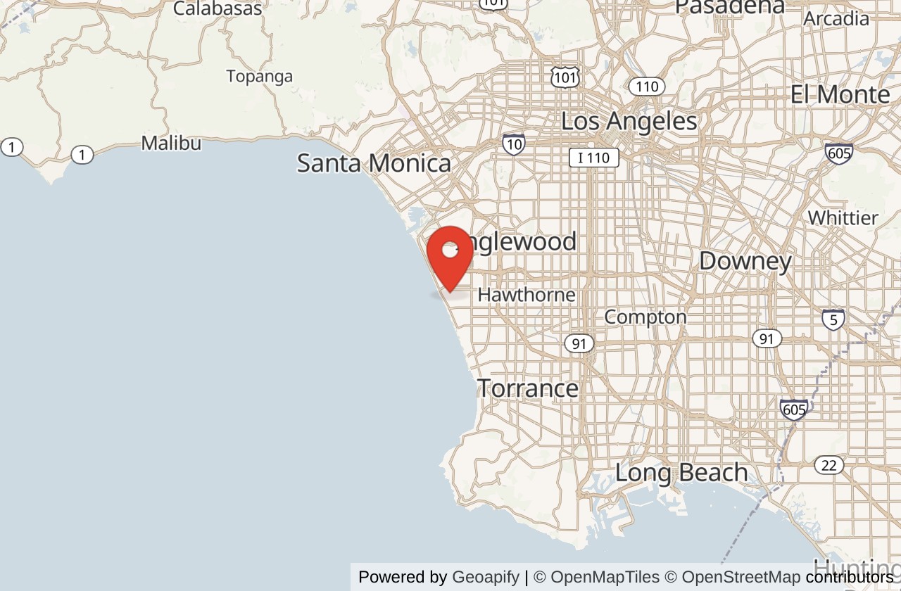 Map showing El Porto location