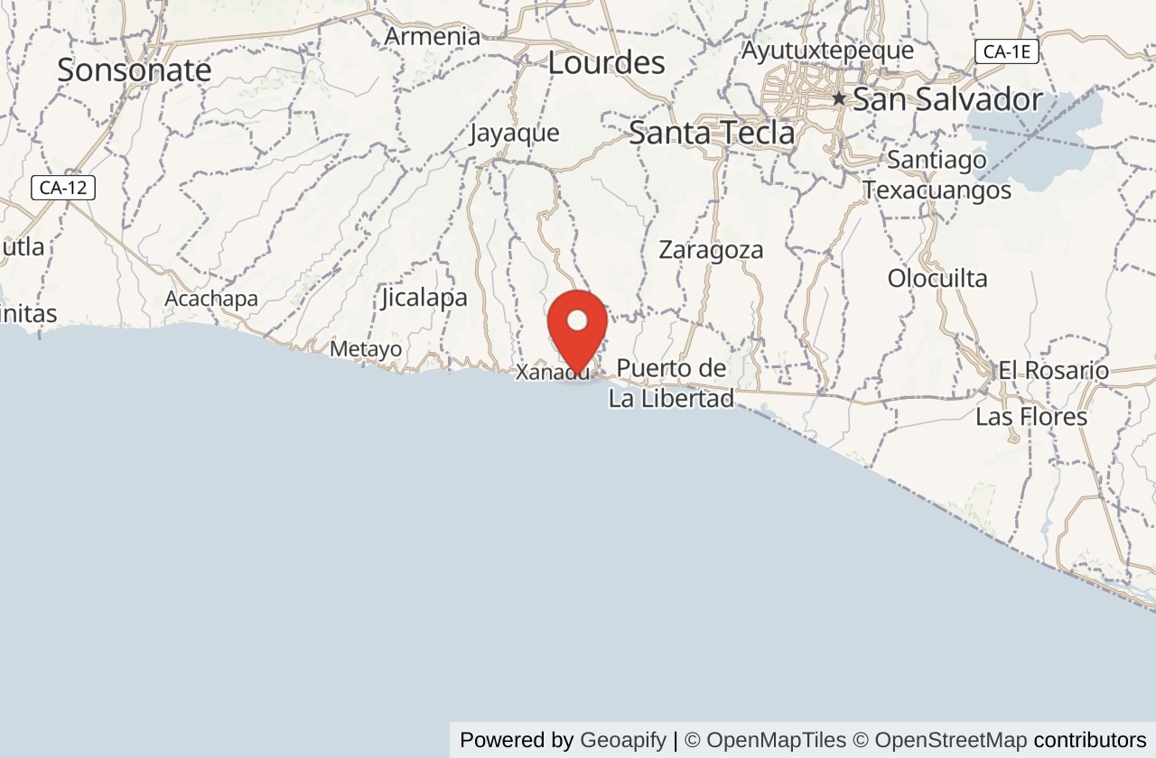 Map showing El Sunzal location