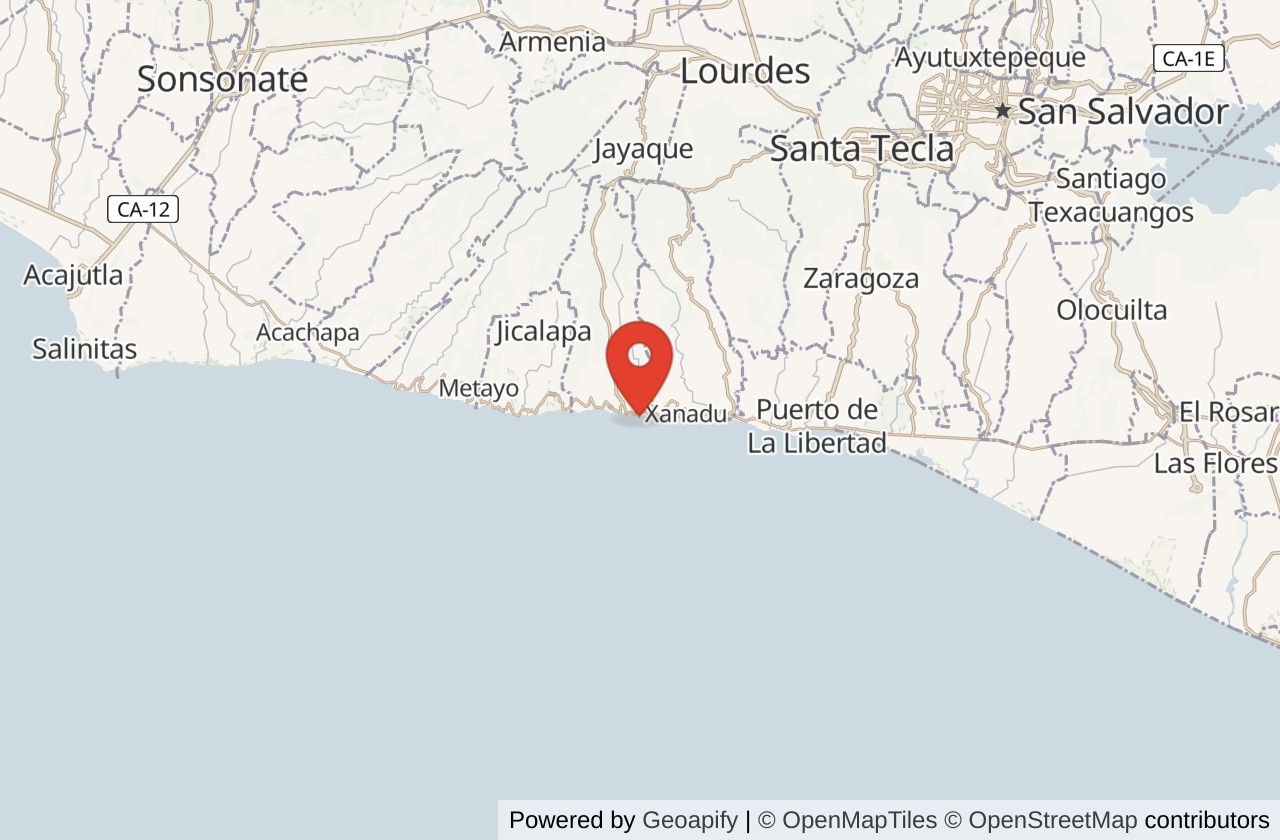 Map showing El Zonte location