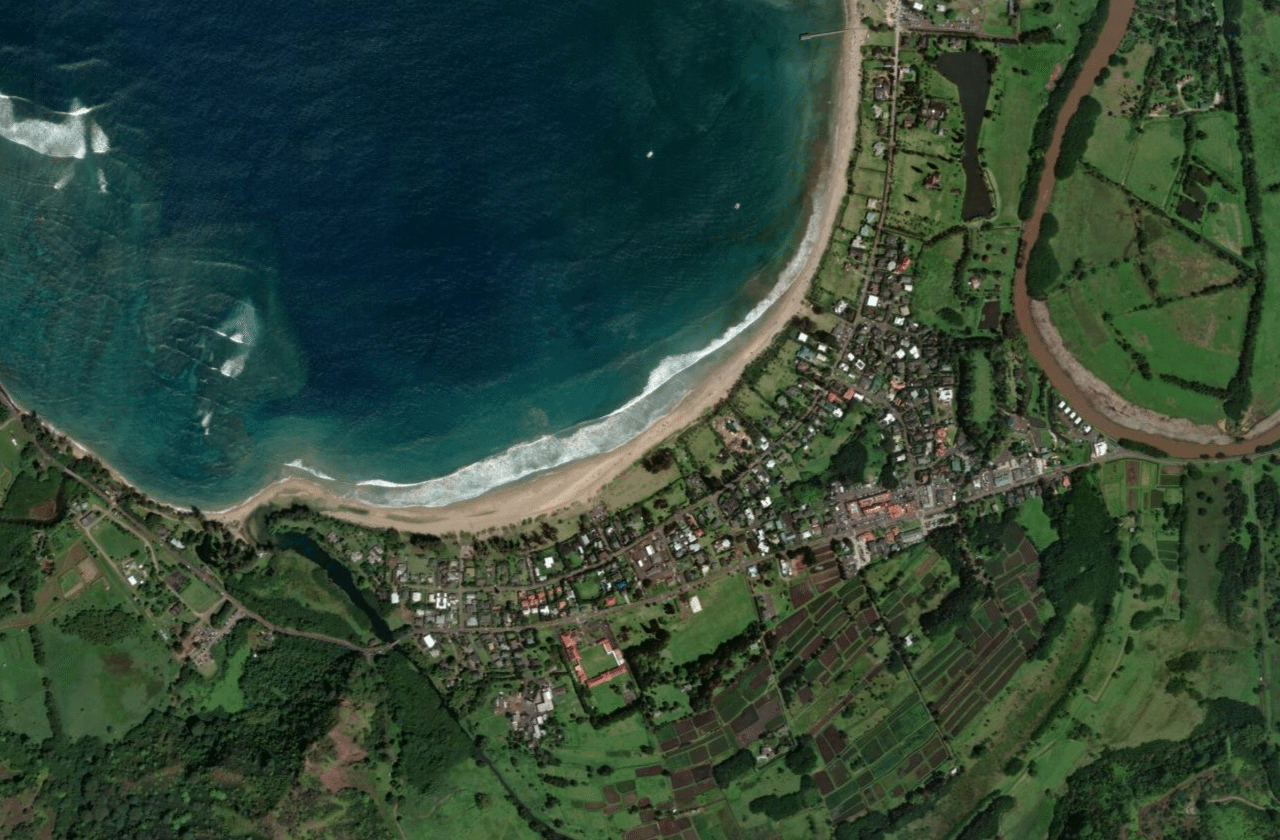 Satellite view of Hanalei Bay