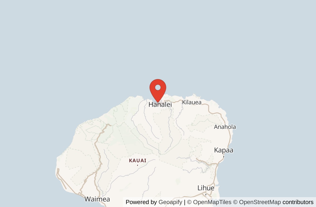 Map showing Hanalei Bay location