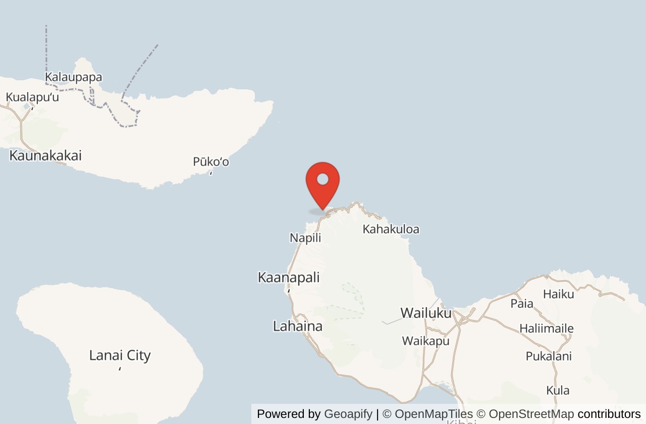 Map showing Honolua Bay location