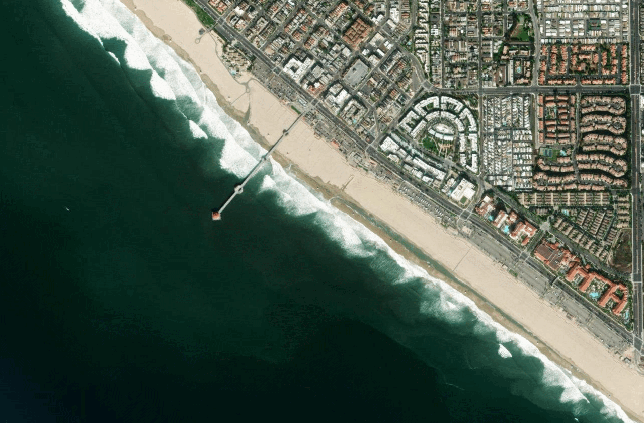 Satellite view of Huntington Beach Pier