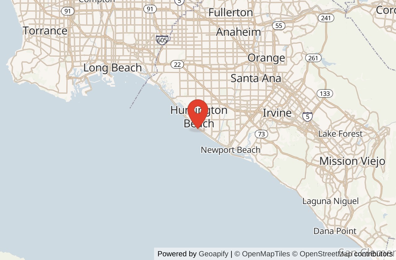 Map showing Huntington Beach Pier location