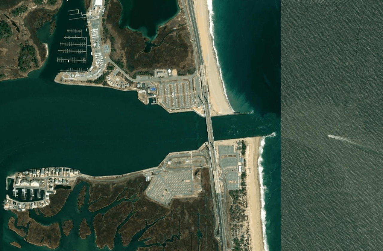 Satellite view of Indian River Inlet
