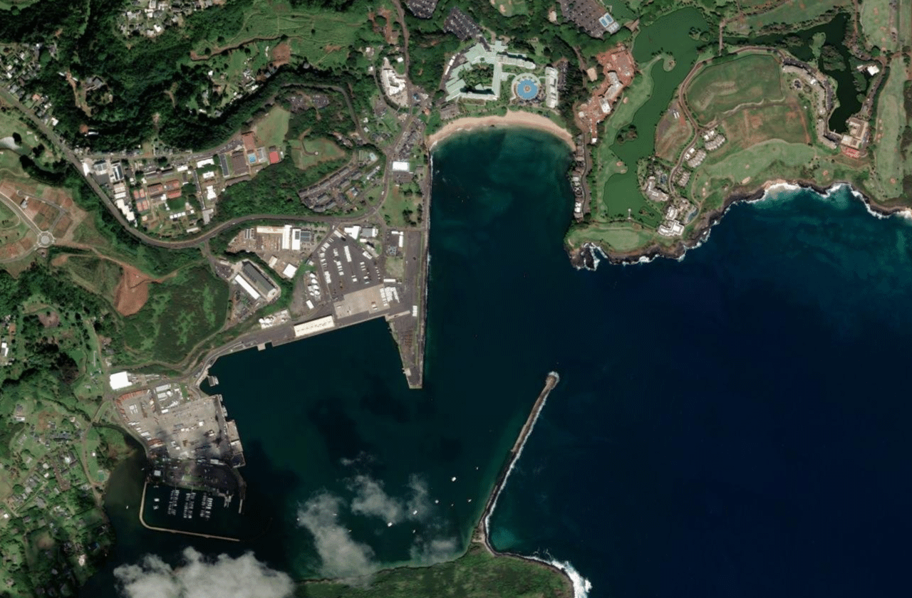 Satellite view of Kalapaki Beach