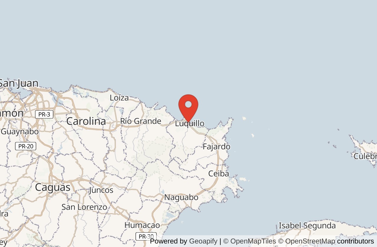 Map showing Luquillo - La Pared location