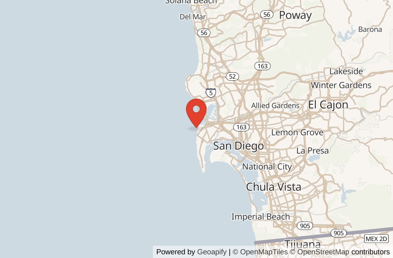 Map showing Ocean Beach (San Diego) location