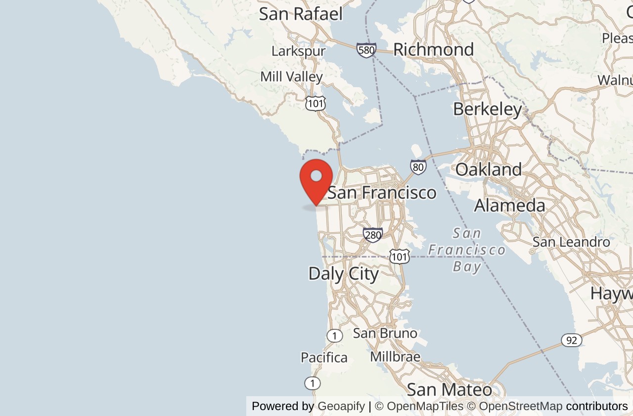 Map showing Ocean Beach (SF) location