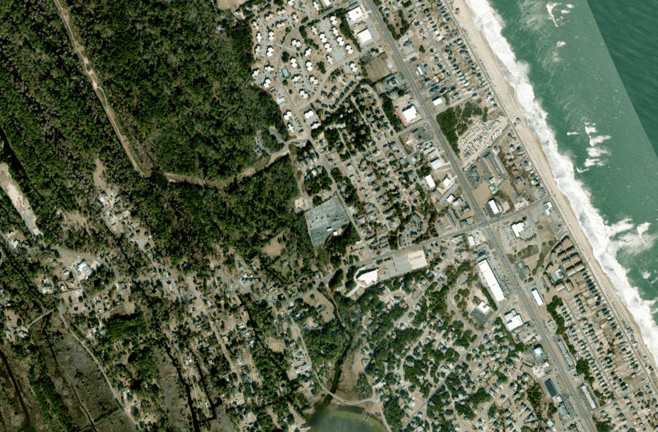 Satellite view of Outer Banks (Kitty Hawk Pier)