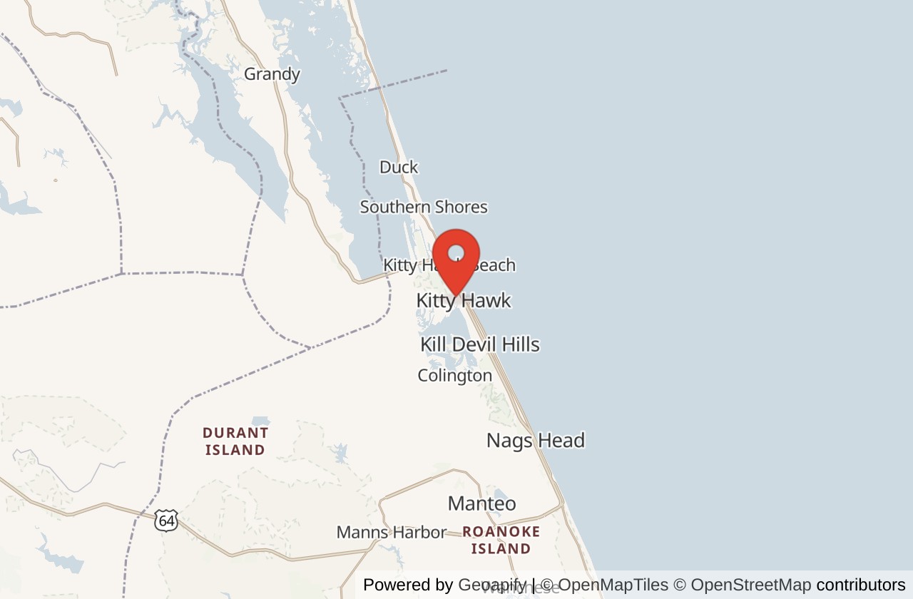 Map showing Outer Banks (Kitty Hawk Pier) location