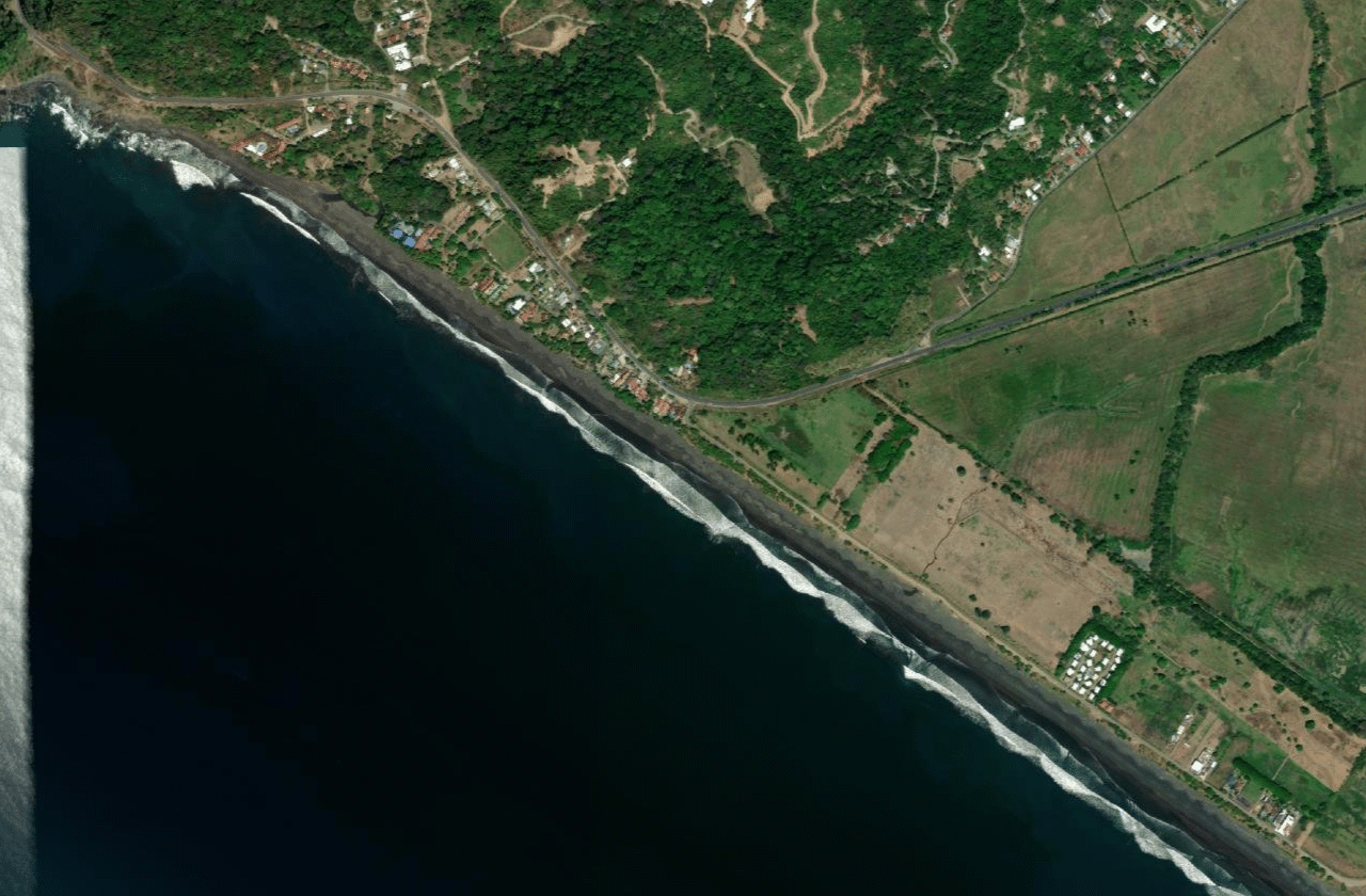 Satellite view of Playa Hermosa (Jaco)