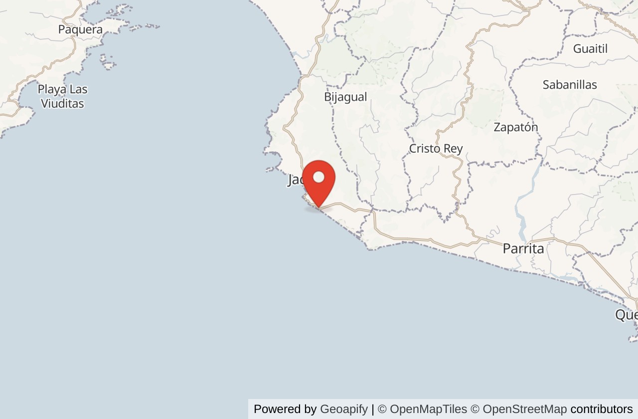Map showing Playa Hermosa (Jaco) location