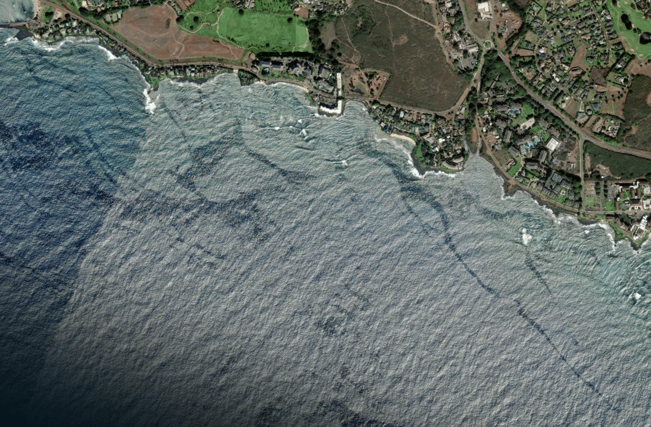 Satellite view of Poipu Beach