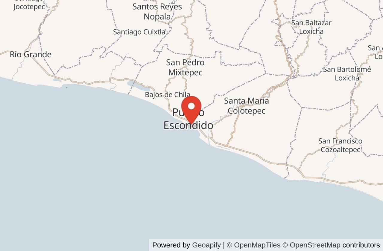 Map showing Puerto Escondido location