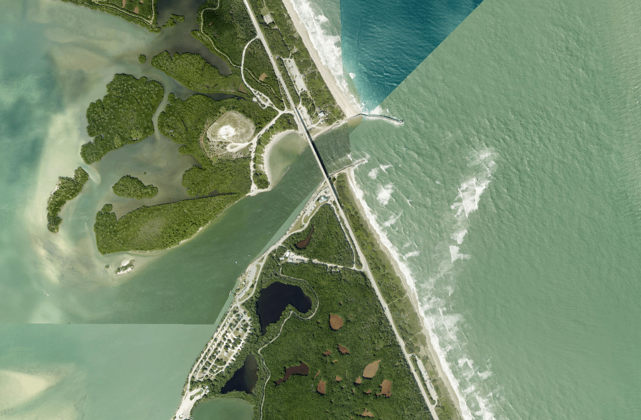 Satellite view of Sebastian Inlet