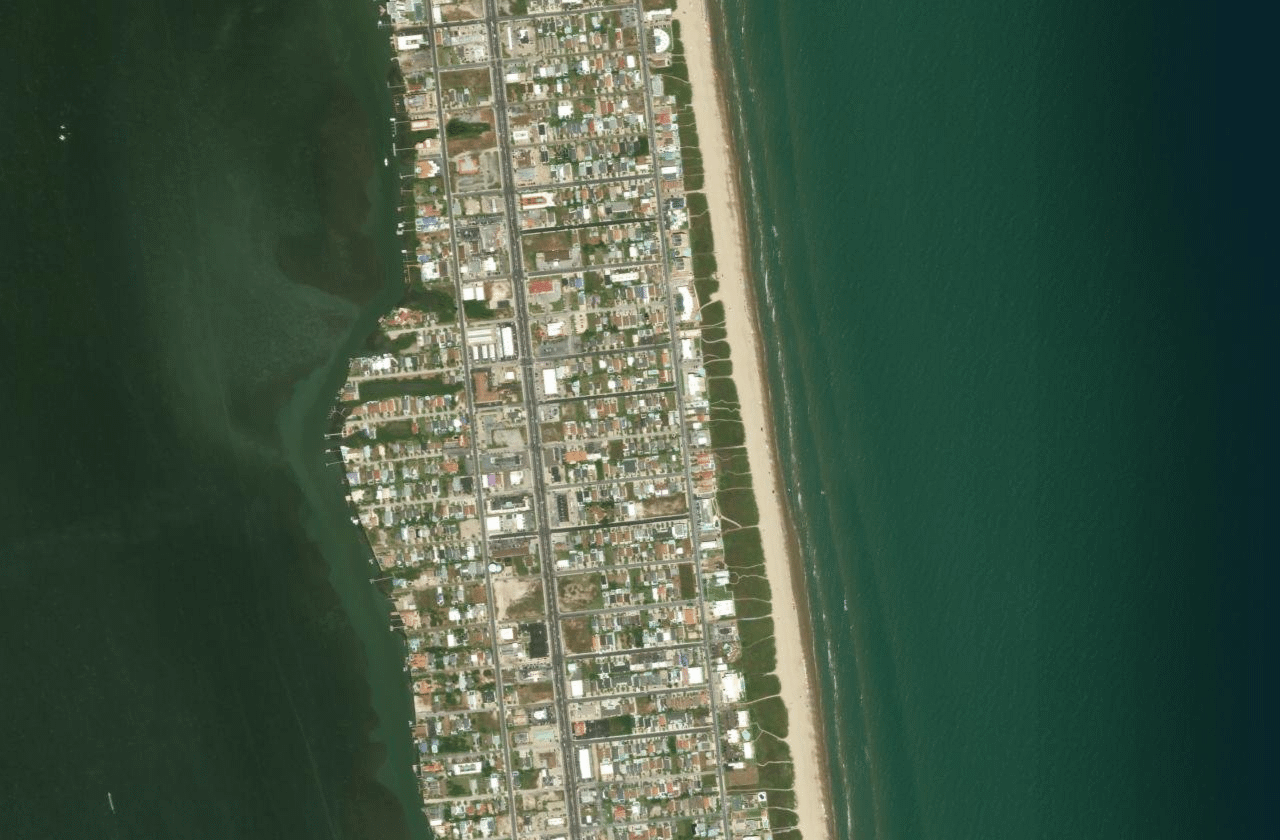 Satellite view of South Padre Island