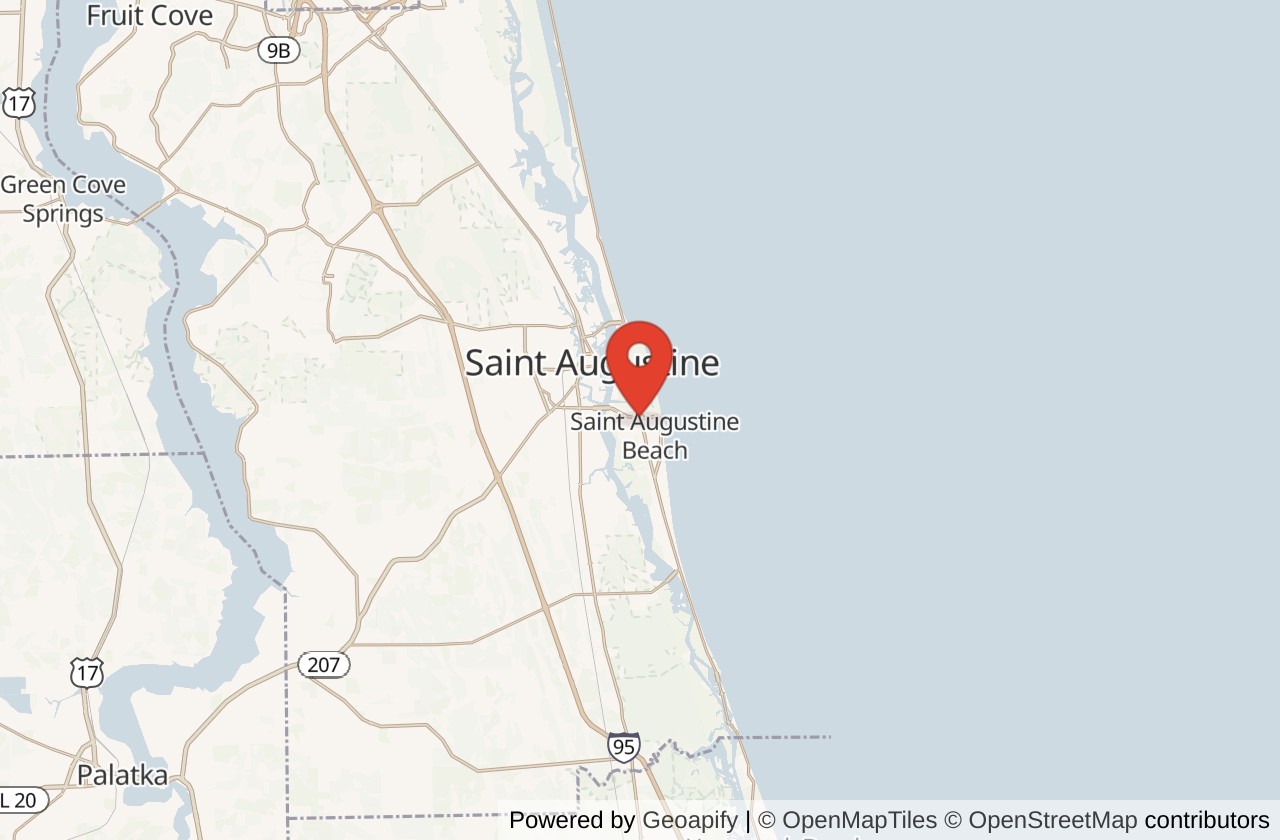Map showing St. Augustine Beach Pier location