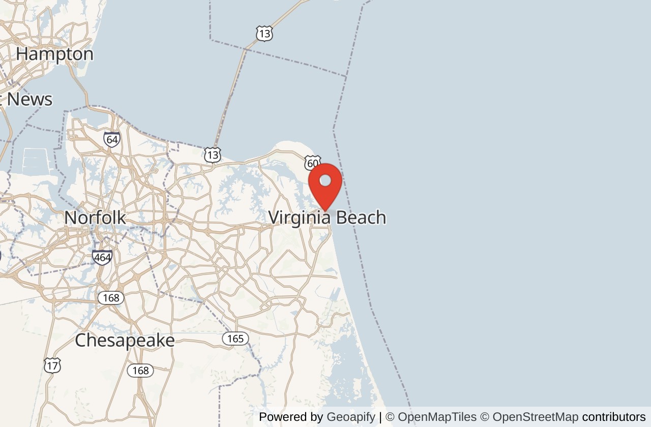 Map showing Virginia Beach (First Street) location